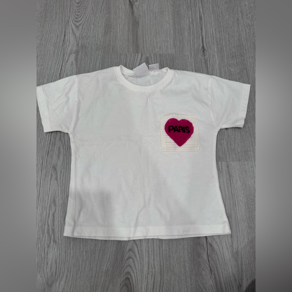 Zara Crochet Tee 3-4T Paris Heart